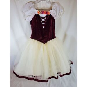 Weissman Size LC Girls Ballerina Dance Costume Burgundy Cream  Jazz Ice Skating